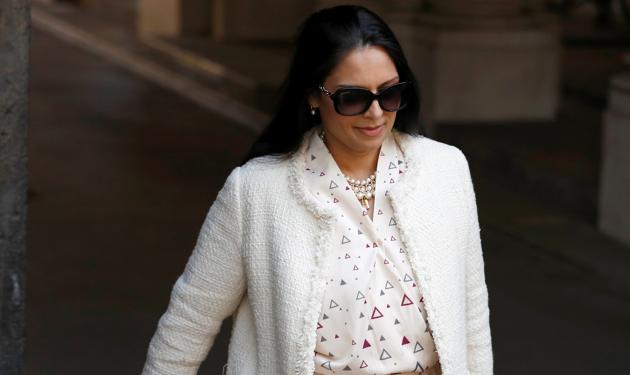 Priti Patel arrives at Downing Street in London on Sunday. (Reuters) Priti Patel arrives at Downing Street in London on Sunday. (Reuters)