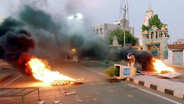 A scene after violent clashes between farmers and the police at Pipliya in Mandsaur district of Madhya Pradesh on June 6.(PTI File Photo) A scene after violent clashes between farmers and the police at Pipliya in Mandsaur district of Madhya Pradesh on June 6.(PTI File Photo)