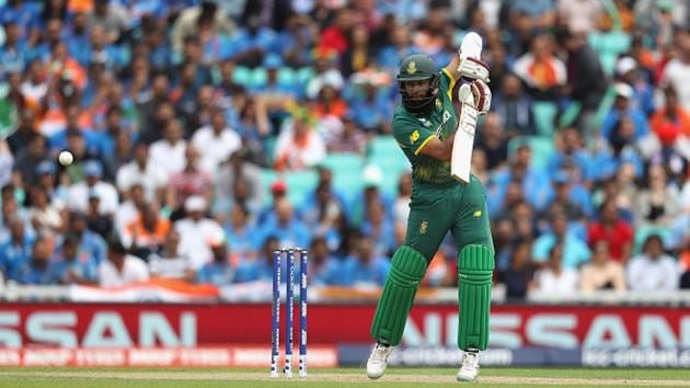 Hashim Amla and Quinton de Kock put on a 76-run opening stand before Ashwin, playing his first game of the tournament, got rid of the former for 35(54). (IDI via Getty Images) Hashim Amla and Quinton de Kock put on a 76-run opening stand before Ashwin, playing his first game of the tournament, got rid of the former for 35(54). (IDI via Getty Images)