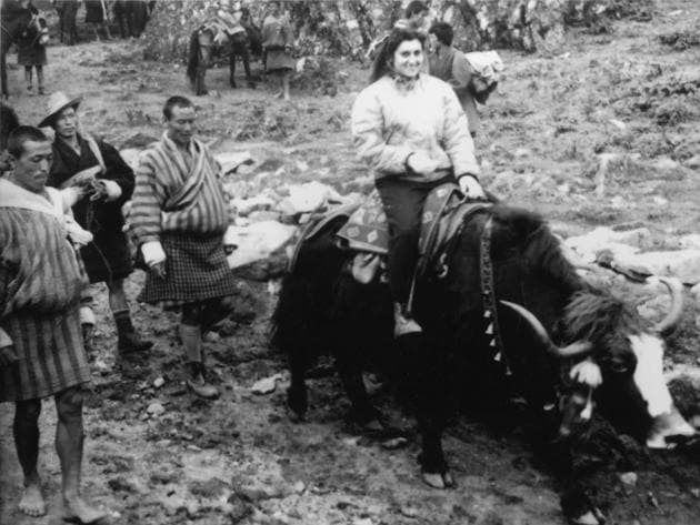 Indira Gandhi on a yak on trip to Bhutan; 1958.(Courtesy Indira Gandhi: A Life in Nature) Indira Gandhi on a yak on trip to Bhutan; 1958.(Courtesy Indira Gandhi: A Life in Nature)