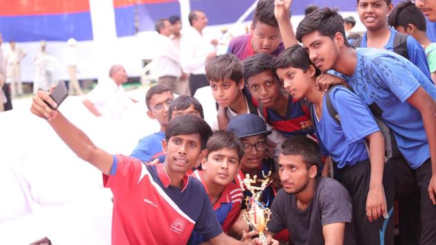 Celebrating their success, those who got selected took selfies.(Manoj Verma/ HT Photo)