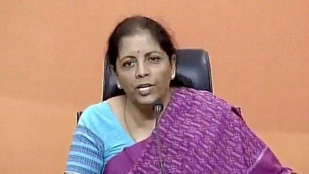 Union minister Nirmala Sitharaman at a press conference in Delhi on Monday. (ANI Twitter) Union minister Nirmala Sitharaman at a press conference in Delhi on Monday. (ANI Twitter)