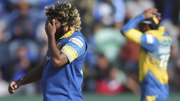 Sri Lanka's Lasith Malinga reacts as a catch is dropped during the ICC Champions Trophy encounter. (AP) Sri Lanka's Lasith Malinga reacts as a catch is dropped during the ICC Champions Trophy encounter. (AP)