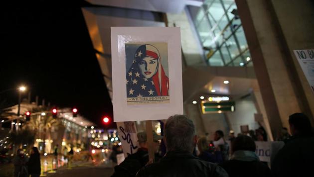 Protesters at a rally against the travel ban at San Diego International Airport in San Diego, California. (AFP File Photo) Protesters at a rally against the travel ban at San Diego International Airport in San Diego, California. (AFP File Photo)