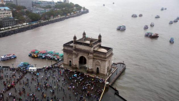 Ariel view of Gateway of India as monsoon start South Mumbai on Sunday. (PTI) Ariel view of Gateway of India as monsoon start South Mumbai on Sunday. (PTI)