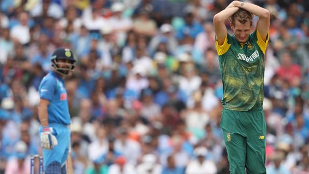 South Africa cricket team's Christopher Morris expresses his angst as they struggled to get the Indian wickets during their ICC Champions Trophy 2017 match at The Oval, London, on Sunday. (Getty Images) South Africa cricket team's Christopher Morris expresses his angst as they struggled to get the Indian wickets during their ICC Champions Trophy 2017 match at The Oval, London, on Sunday. (Getty Images)