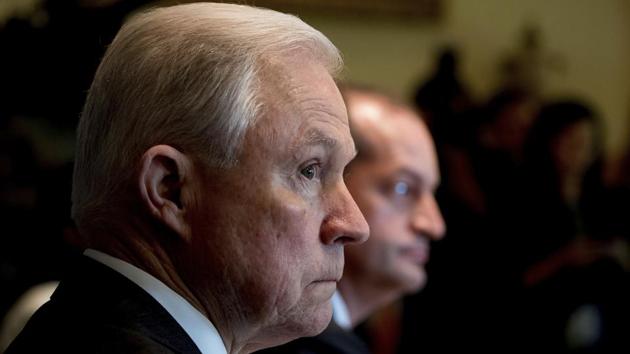 Attorney general Jeff Sessions attends a cabinet meeting with President Donald Trump on June 12, 2017 in the Cabinet Room of the White House in Washington. (AP) Attorney general Jeff Sessions attends a cabinet meeting with President Donald Trump on June 12, 2017 in the Cabinet Room of the White House in Washington. (AP)