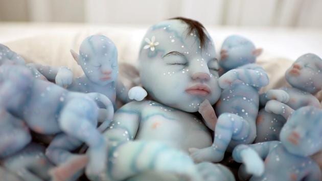 The star attractions were silicone models depicting baby Na’vis from the Avatar feature film displayed at the show. (Vincent West/Reuters) The star attractions were silicone models depicting baby Na’vis from the Avatar feature film displayed at the show. (Vincent West/Reuters)