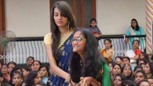 Nothing’s stopping Drashti Dhruv (centre, standing in green sari). This gritty teenager scored 88% in the Maharashtra Board and managed to complete a tough pilgrimage which involves climbing 3,500 steps 99 times in 40 days D (Sourced) Nothing’s stopping Drashti Dhruv (centre, standing in green sari). This gritty teenager scored 88% in the Maharashtra Board and managed to complete a tough pilgrimage which involves climbing 3,500 steps 99 times in 40 days D (Sourced)