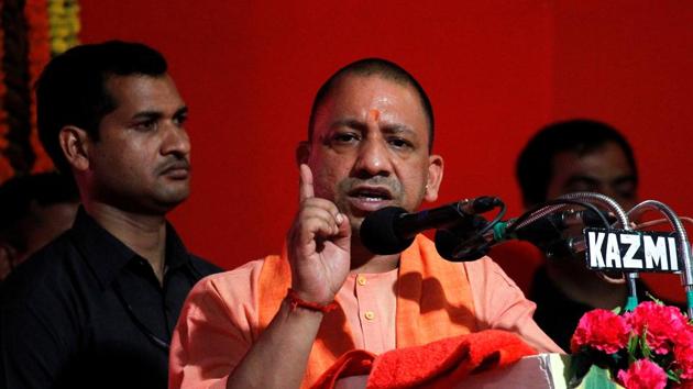 Yogi Adityanath addresses the audience after inaugurating power projects in Allahabad on June 4, 2017. (REUTERS) Yogi Adityanath addresses the audience after inaugurating power projects in Allahabad on June 4, 2017. (REUTERS)