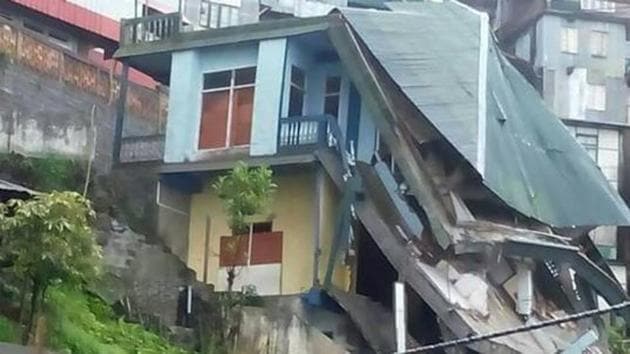 350 houses have been submerged after flash floods in Mizoram. (HT File Photo) 350 houses have been submerged after flash floods in Mizoram. (HT File Photo)