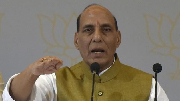 Mumbai, India - June 8, 2017: BJP Home minister Rajnath Singh during press conference at Bandra in Mumbai, India, on Thursday, June 8, 2017. (Photo by Pratik Chorge/Hindustan Times) (Pratik Chorge/HT Photo) Mumbai, India - June 8, 2017: BJP Home minister Rajnath Singh during press conference at Bandra in Mumbai, India, on Thursday, June 8, 2017. (Photo by Pratik Chorge/Hindustan Times) (Pratik Chorge/HT Photo)