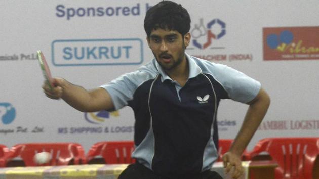 City-based paddler Shubhankar Renavnikar playing a shot at the Friendship Cup district ranking table tennis tournament. He defeated Chinmay Datar 4-1 to lay his hands on the trophy. (RAVINDRA JOSHI) City-based paddler Shubhankar Renavnikar playing a shot at the Friendship Cup district ranking table tennis tournament. He defeated Chinmay Datar 4-1 to lay his hands on the trophy. (RAVINDRA JOSHI)