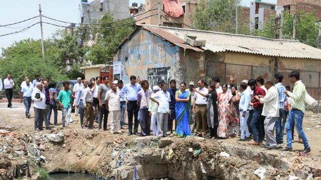 NDMC mayor Preeti Agarwal visited PWD drains at Britannia Chowk, Model Town, Wazirpur Industrial area, Azadpur and Jahangirpuri. (Picture: Sourced) NDMC mayor Preeti Agarwal visited PWD drains at Britannia Chowk, Model Town, Wazirpur Industrial area, Azadpur and Jahangirpuri. (Picture: Sourced)
