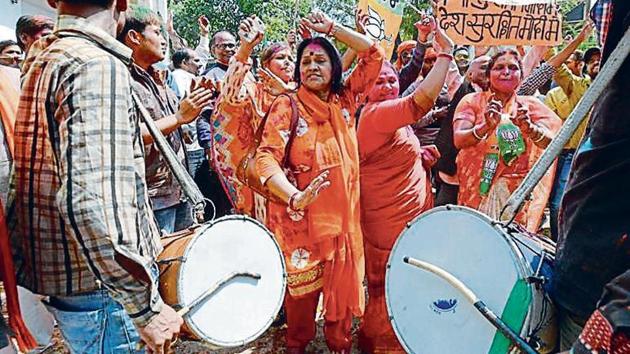 Bharatiya Janata Party workers celebrate after the party’s landslide victory in crucial Uttar Pradesh assembly elections this year. (File Photo) Bharatiya Janata Party workers celebrate after the party’s landslide victory in crucial Uttar Pradesh assembly elections this year. (File Photo)