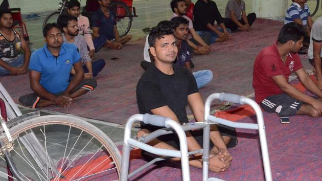 Students practice yoga moves at Dr Shakuntala Misra National Rehabilitation University in Lucknow. (Sourced) Students practice yoga moves at Dr Shakuntala Misra National Rehabilitation University in Lucknow. (Sourced)