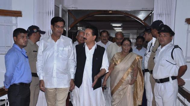 Congress state president Pritam Singh and Leader of the Opposition Indira Hridayesh arrive at the Uttarakhand assembly, in Dehradun on Wednesday. (Vinay Santosh Kumar/HT) Congress state president Pritam Singh and Leader of the Opposition Indira Hridayesh arrive at the Uttarakhand assembly, in Dehradun on Wednesday. (Vinay Santosh Kumar/HT)