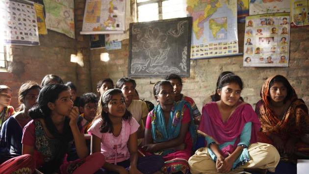 One of the teams of children against trafficking holding a meeting in the village in Sandeshkhali, South 24 parganas in February 2017. (Subhankar Chakraborty/HT PHOTO) One of the teams of children against trafficking holding a meeting in the village in Sandeshkhali, South 24 parganas in February 2017. (Subhankar Chakraborty/HT PHOTO)