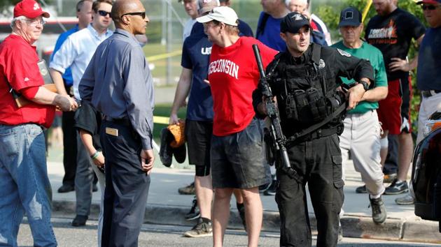 Police investigate a shooting scene in which two Capitol Hill police including senior congressman Scalise were wounded. (Joshua Roberts/REUTERS) Police investigate a shooting scene in which two Capitol Hill police including senior congressman Scalise were wounded. (Joshua Roberts/REUTERS)