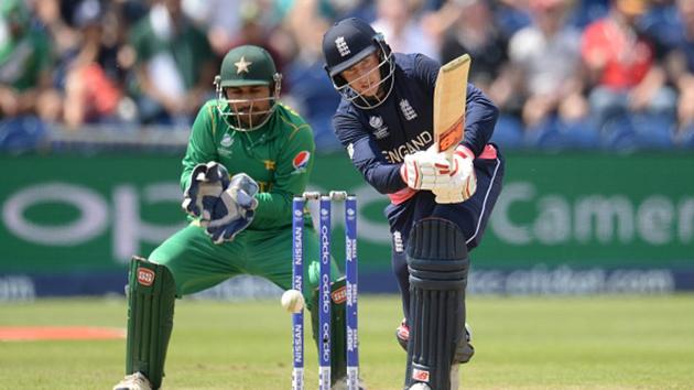 Joe Root, England’s top-scorer (46), fell after an edged cut off leg-spinner Shadab Khan was well held by wicket-keeper Sarfraz Ahmed. (Getty Images) Joe Root, England’s top-scorer (46), fell after an edged cut off leg-spinner Shadab Khan was well held by wicket-keeper Sarfraz Ahmed. (Getty Images)