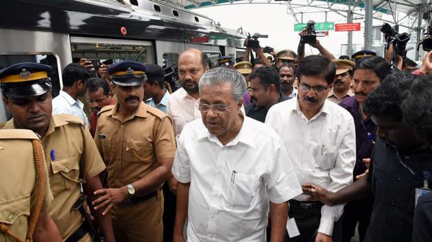 Chief Minister Pinarayi Vijayan, who is also the Minister in-charge of Kochi Metro arrives to travel in a Metro train in Kochi on June 3, 2017. (PTI) Chief Minister Pinarayi Vijayan, who is also the Minister in-charge of Kochi Metro arrives to travel in a Metro train in Kochi on June 3, 2017. (PTI)
