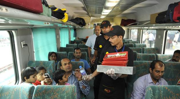 The railways have also partnered with Switz Foods, Only Alibaba, Haldiram, Bikanerwala, Nirula’s and Pizza Hut.(Karun Sharma/HT Photo) The railways have also partnered with Switz Foods, Only Alibaba, Haldiram, Bikanerwala, Nirula’s and Pizza Hut.(Karun Sharma/HT Photo)
