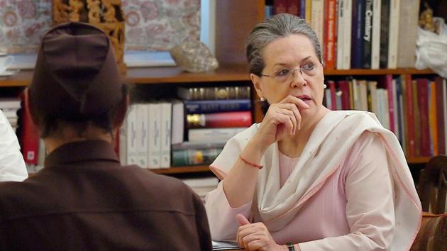 New Delhi: Former Prime Minister Manmohan Singh, Congress president Sonia Gandhi during the Congress Working Committee (CWC) Meeting at 10 Janpath.(PTI)