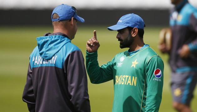 Mohammad Hafeez (R) will hold the key to Pakistan’s chances in their ICC Champions Trophy final against India on Sunday. (REUTERS) Mohammad Hafeez (R) will hold the key to Pakistan’s chances in their ICC Champions Trophy final against India on Sunday. (REUTERS)