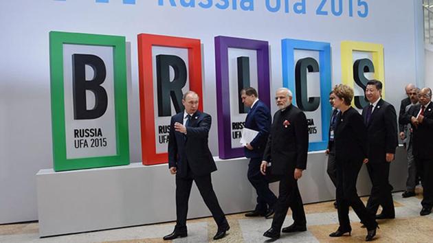 Prime Minister Narendra Modi with Russian President Vladimir Putin, Brazilian President Dilma Rousseff, Chinese President Xi Jinping and South African President Jacob Zuma after the welcome ceremony at the 7th BRICS Summit in Ufa. (PTI) Prime Minister Narendra Modi with Russian President Vladimir Putin, Brazilian President Dilma Rousseff, Chinese President Xi Jinping and South African President Jacob Zuma after the welcome ceremony at the 7th BRICS Summit in Ufa. (PTI)
