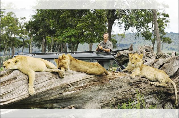 Jonathan Scott with the Marsh Pride lions in Masaai Mara. (Jonathan Scott) Jonathan Scott with the Marsh Pride lions in Masaai Mara. (Jonathan Scott)
