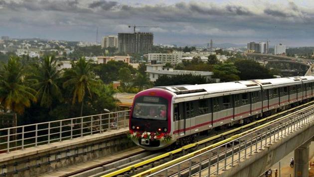 After the launch of Green Line, the first phase of Namma Metro, which consists of the Green and the Purple lines, will finally be completed.(Ajay Aggarwal/HT Photo)