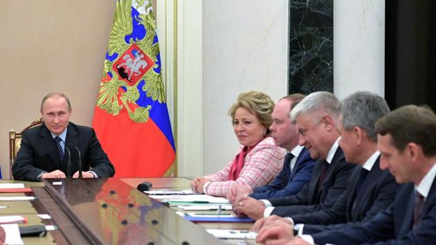 Russian President Vladimir Putin chairs a Security Council meeting in Moscow, Russia, Friday, June 16, 2017. (AP Photo) Russian President Vladimir Putin chairs a Security Council meeting in Moscow, Russia, Friday, June 16, 2017. (AP Photo)