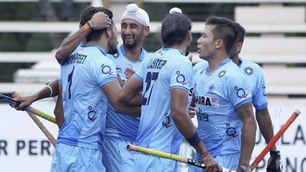 India are taking on Pakistan in a Group B encounter of FIH Hockey World League Semi-Final. Follow highlights of India vs Pakistan, FIH Hockey World League Semi-Final here.(PTI)