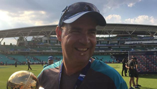 Pakistan coach Mickey Arthur poses with the trophy. (Twitter ) Pakistan coach Mickey Arthur poses with the trophy. (Twitter )