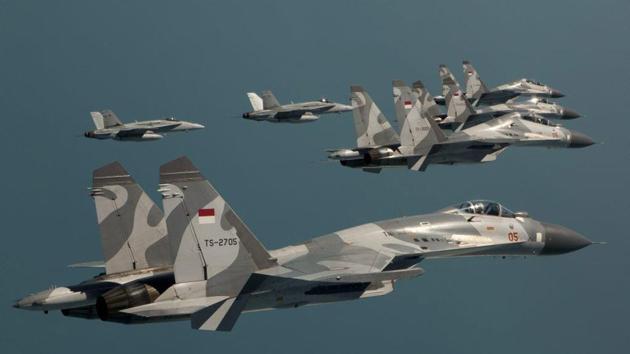 Indonesia has deployed Sukhoi fighters at a base in northern Borneo to beef up security in case Islamist militants who overran a town in the Philippines try to flee southwards, an air force colonel told the Antara news agency. (Representative Photo) Indonesia has deployed Sukhoi fighters at a base in northern Borneo to beef up security in case Islamist militants who overran a town in the Philippines try to flee southwards, an air force colonel told the Antara news agency. (Representative Photo)