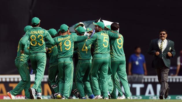Hasan Ali took the final wicket and Pakistan defeated India by 180 runs to win the Champions Trophy for the first time. (REUTERS) Hasan Ali took the final wicket and Pakistan defeated India by 180 runs to win the Champions Trophy for the first time. (REUTERS)