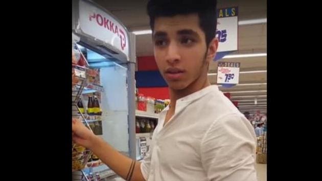 A woman irritated the pun out of her BFF while following him around a supermarket (Youtube video/Screengrab) A woman irritated the pun out of her BFF while following him around a supermarket (Youtube video/Screengrab)