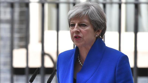 Britain's Prime Minister and leader of the Conservative Party Theresa May outside 10 Downing Street in central London on June 9, 2017. (AFP) Britain's Prime Minister and leader of the Conservative Party Theresa May outside 10 Downing Street in central London on June 9, 2017. (AFP)