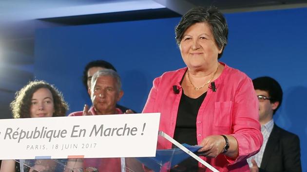 The president of La Republique En Marche party, Macron's party, Catherine Barbaroux, delivers her speech at the party headquarters, in Paris, France, Sunday, June 18, 2017. (AP) The president of La Republique En Marche party, Macron's party, Catherine Barbaroux, delivers her speech at the party headquarters, in Paris, France, Sunday, June 18, 2017. (AP)