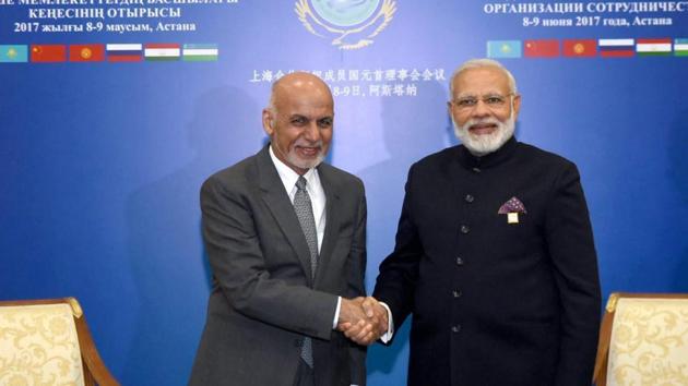 President of Afghanistan Mohammad Ashraf Ghani (L) with Prime Minister Narendra Modi on the sidelines of the SCO Summit in Kazakhstan.(PTI File) President of Afghanistan Mohammad Ashraf Ghani (L) with Prime Minister Narendra Modi on the sidelines of the SCO Summit in Kazakhstan.(PTI File)