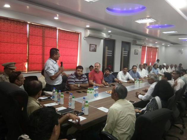 Last week, police, industrialists, RWA and panchayat members held a meeting in Manesar in the wake of the gang-rape incident.(HT Photo)
