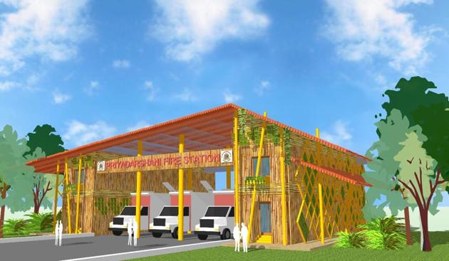 An artist’s impression of the eco-friendly fire station. An artist’s impression of the eco-friendly fire station.