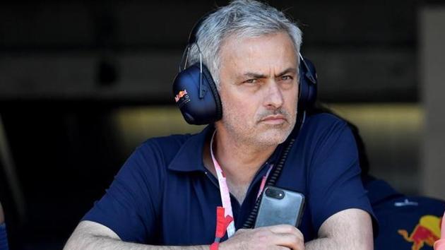 Manchester United's coach Jose Mourinho in the pit during Formula One qualifying session. (REUTERS) Manchester United's coach Jose Mourinho in the pit during Formula One qualifying session. (REUTERS)