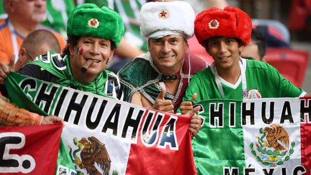 Mexico's fans cheer before the 2017 Confederations Cup group A football match between Portugal and Mexico. (AFP)