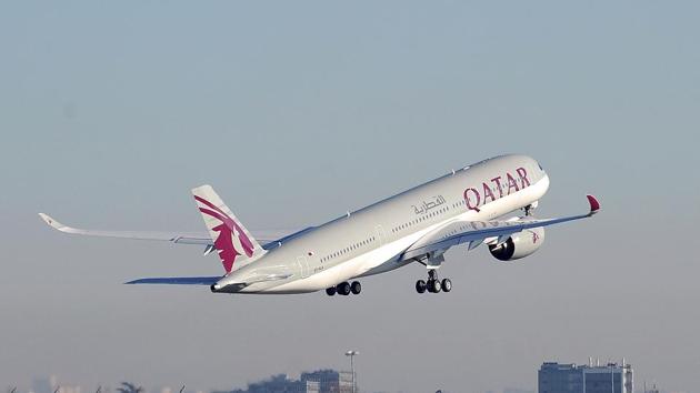 A Qatar Airways A350 taking off from the Airbus headquarters in Toulouse. Qatar Airways announced it had suspended all flights to Saudi Arabia, the UAE, Bahrain and Egypt, in the wake of a diplomatic boycott against Doha by regional powerhouses. (AFP File Photo) A Qatar Airways A350 taking off from the Airbus headquarters in Toulouse. Qatar Airways announced it had suspended all flights to Saudi Arabia, the UAE, Bahrain and Egypt, in the wake of a diplomatic boycott against Doha by regional powerhouses. (AFP File Photo)