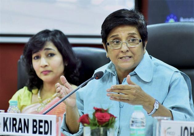 Kiran Bedi, Lt Governor, Puducherry addressing a session. (PTI) Kiran Bedi, Lt Governor, Puducherry addressing a session. (PTI)