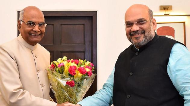 Bihar governor Ram Nath Kovind meets BJP president Amit Shah in New Delhi on Monday. Kovind was on Monday announced as NDA's presidential nominee. (PTI Photo) Bihar governor Ram Nath Kovind meets BJP president Amit Shah in New Delhi on Monday. Kovind was on Monday announced as NDA's presidential nominee. (PTI Photo)