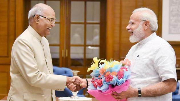 Bihar governor Ram Nath Kovind meeting Prime Minister Narendra Modi in New Delhi on Monday. (PTI Photo) Bihar governor Ram Nath Kovind meeting Prime Minister Narendra Modi in New Delhi on Monday. (PTI Photo)