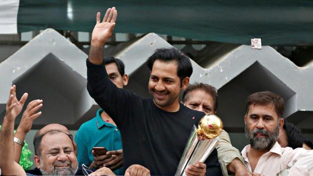 Pakistan's Sarfraz Ahmed gestures to cricket fans as he celebrates winning the ICC Champions Trophy upon his arrival at his house in Karachi, Pakistan June 20, 2017. REUTERS/Akhtar Soomro (REUTERS) Pakistan's Sarfraz Ahmed gestures to cricket fans as he celebrates winning the ICC Champions Trophy upon his arrival at his house in Karachi, Pakistan June 20, 2017. REUTERS/Akhtar Soomro (REUTERS)