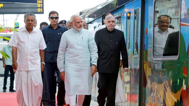 Prime Minister Narendra Modi during the inauguration of the Kochi Metro. (HT Photo) Prime Minister Narendra Modi during the inauguration of the Kochi Metro. (HT Photo)